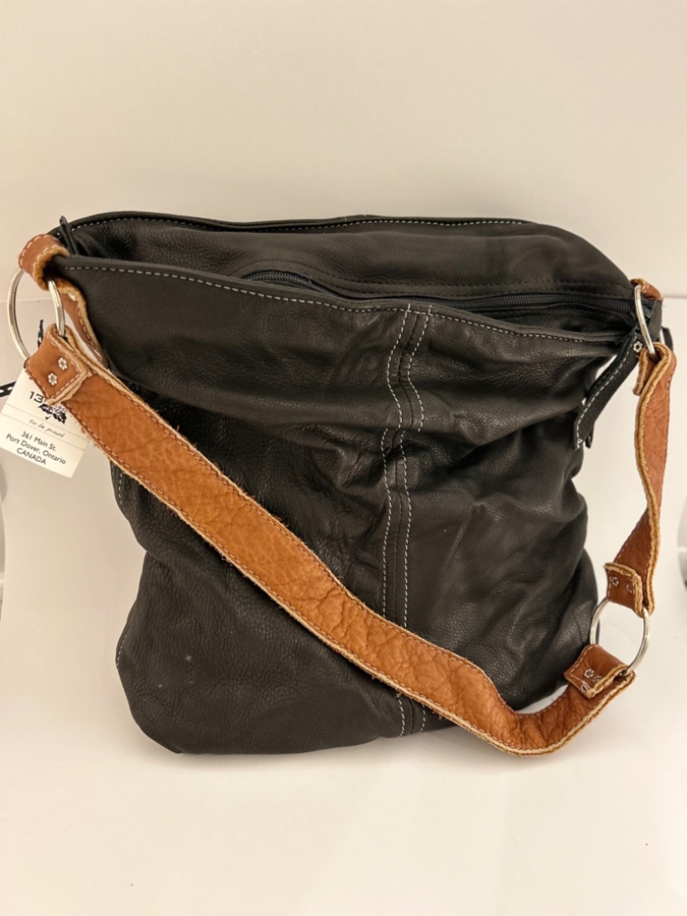 Hides in Hand Black Leather Slouchy Crossbody Bag NWT
